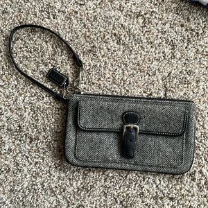 Coach black herringbone wristlet